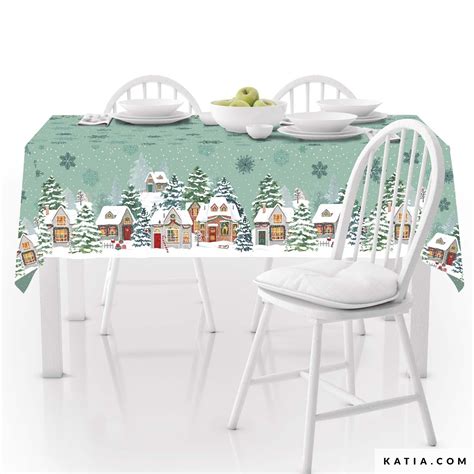 Tissu Popeline De Coton Xmas Landscape Automne Hiver Katia