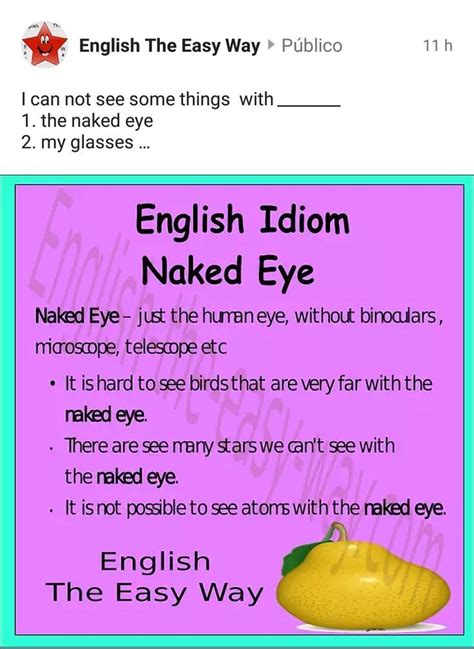 Naked Eye English Tips English Idioms English Class English Words