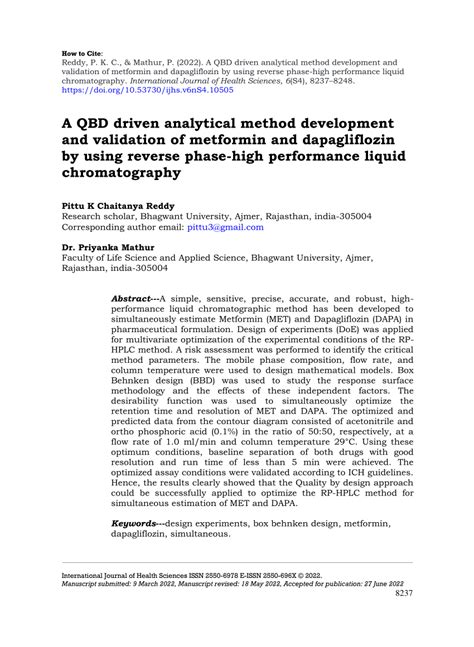 Pdf Qbd Driven Analytical Method Development And Validation Of