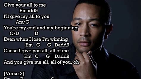 All Of Me John Legend Chord Lyric YouTube