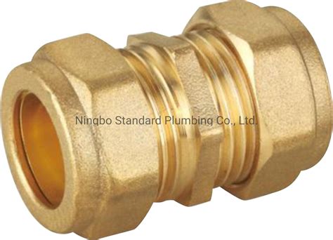 Brass Compression Straight Coupling Fitting For Copper Pipe Brass