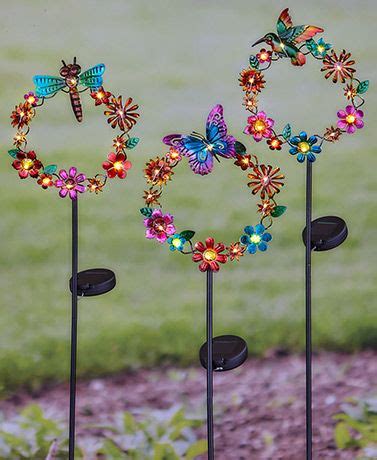 Solar Floral Wreath Garden Stakes | Unique garden decor, Fairy garden diy, Solar yard decor