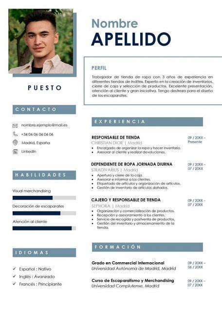 Curriculum Vitae Para Tienda De Ropa Plantilla Gratis CV Word