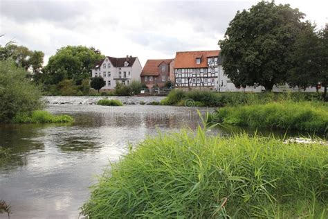 Fulda River in HDR Aueweiher Park in Fulda, Hessen, Germany Stock Image ...