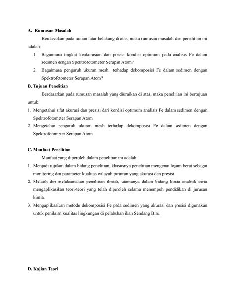 Rancangan Proposal Penelitian Kimia Analitik PART 2 A Rumusan