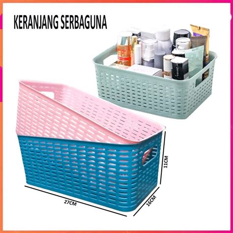 Jual Keranjang Mini Anyaman Serbaguna Aesthetic Rak Kecil Wadah Kotak