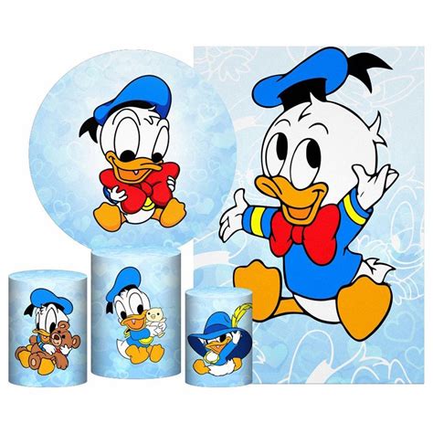 Kit Casado Pato Donald Painel Redondo Trio Capas Cilindro em Promoção