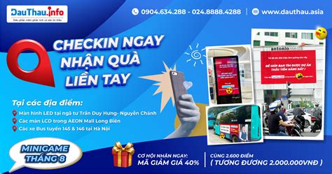 Tham gia Minigame Check in ngay Nhận quà liền tay với DauThau info