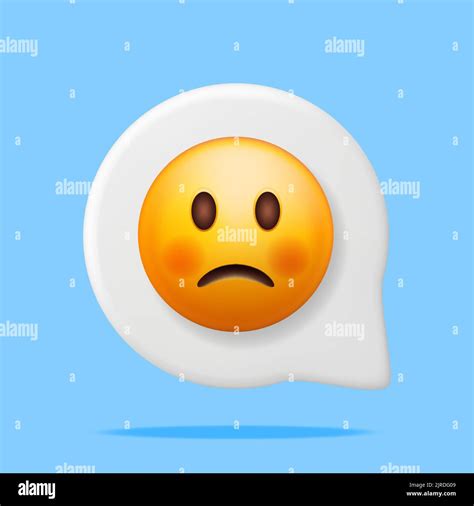 3D Yellow Sad Emoticon In Speech Bubble Isolated Stock Vector Image