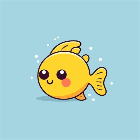 Lindo Kawaii Pescado Chibi Mascota Vector Estilo De Dibujos Animados