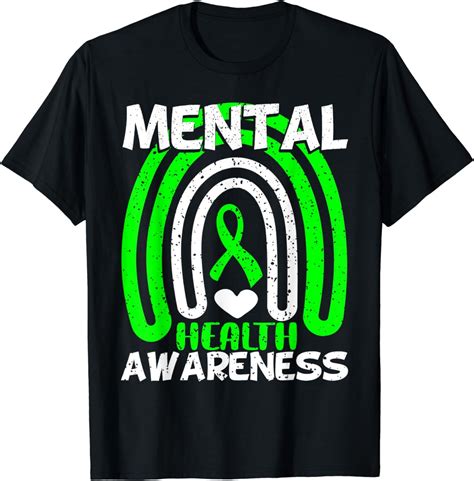 Green Ribbon Rainbow Mental Health Awareness T Shirt