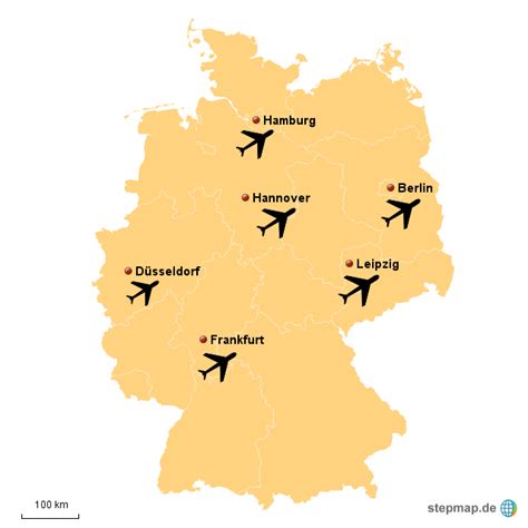 StepMap Deutschland Flughafen Landkarte für Deutschland