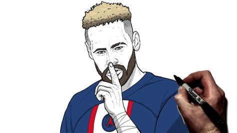 How To Draw Neymar Shhhh Step By Step Football Soccer Youtube