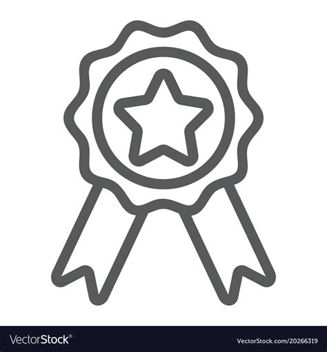 Badge With Ribbons Line Icon E Commerce Royalty Free Vector