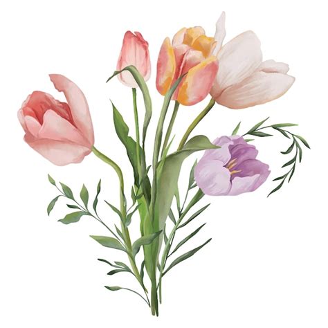 Premium Vector Watercolor Spring Floral Bouquet Illustration