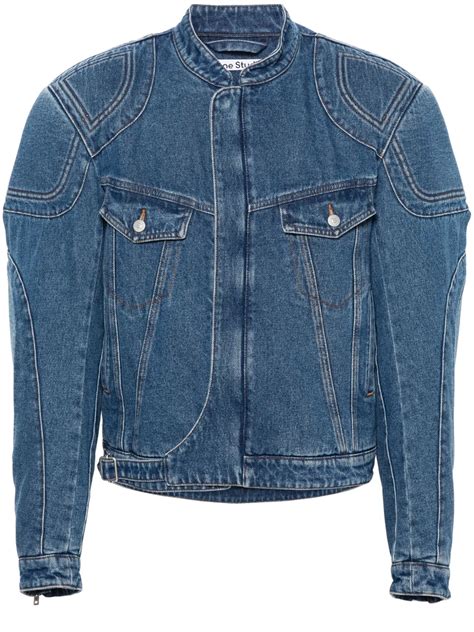 acne studios biker denim jacket  blue modesens
