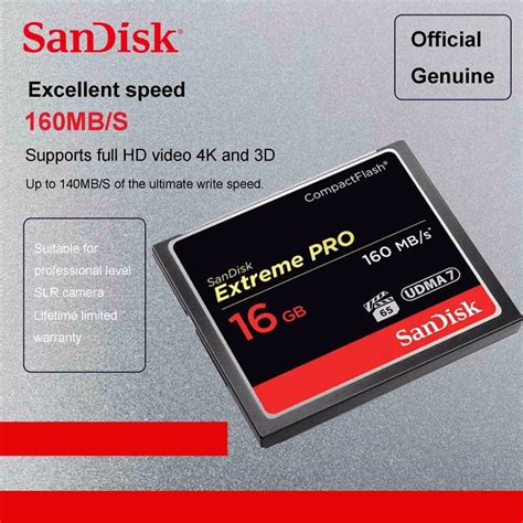 Sandisk Compactflash Extreme Pro CF Card 128GB Memory 64GB 32GB 16GB