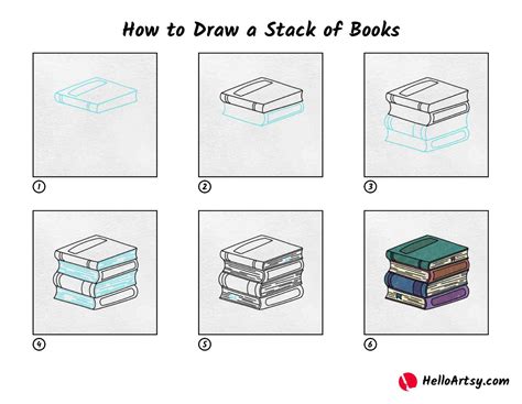 How To Draw A Stack Of Books Helloartsy