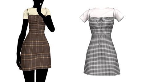 Mmd Sims 4 Plaid Mini Dress By Fake N True On Deviantart