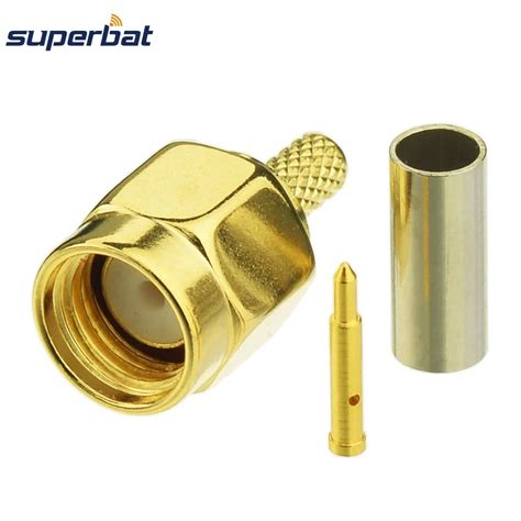 Superbat Pcs Rf Sma Connector Crimp Plug Male For Coaxial Cable