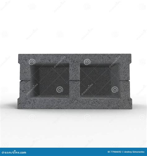 Single Gray Concrete Cinder Block Isolated On White 3d Illustration