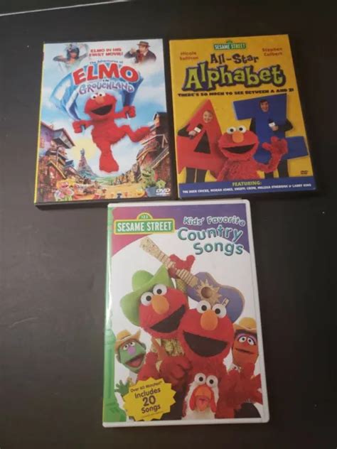 3 ELMO DVDS Elmo In Grouchland Sesame Street Country Songs All Star