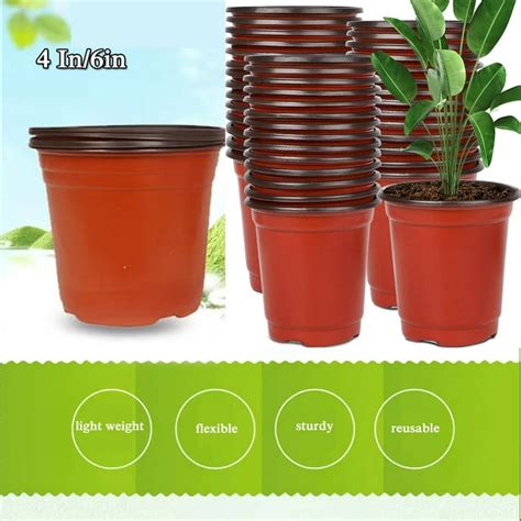 4 6 Plastic Plants Nursery Seedlings Pot Pots Flower Plant Container Seed Starting Pots