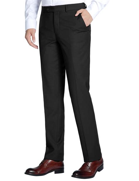 Dress Pants Regular Leg Un-Hemmed Bottoms in Black | Men's Fashion