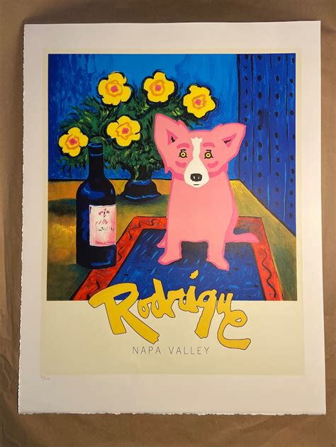 A Bouquet Of Rose George Rodrigue 2010 Pink Dog Lithograph Etsy