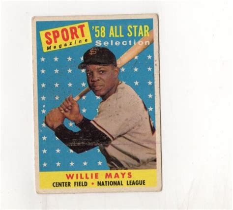 1958 TOPPS WILLIE MAYS SPORT MAGAZINE ALL STAR WILLIE MAY 486 S F