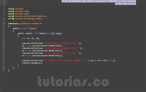 Operadores VisualStudio C Promedio De Tres Numeros Tutorias Co