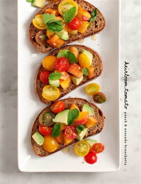 Tomato Peach Avocado Bruschetta Recipe Love And Lemons