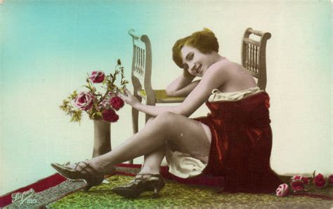 PC CPA Risque Nude Lady In Negligee Vintage Tinted Real Photo Postcard