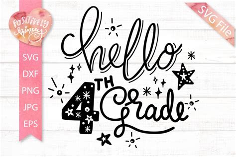 Hello 4th Grade Svg Dxf Png  Eps Kids Fourth Grade Svg