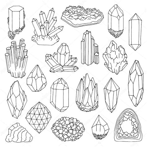 Hand Drawn Line Crystal Mineral Gem Stock Vector Nadyakr