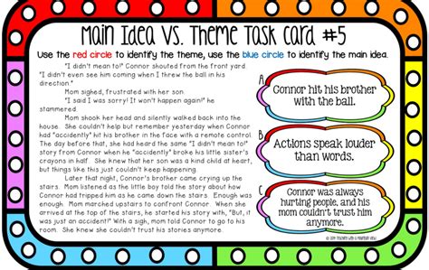 Main Idea Vs Theme Task Cards Nicole Privett Library Formative