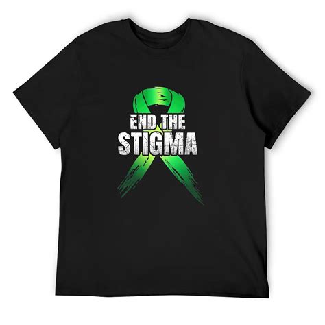 Mens End The Stigma Mental Health Awareness Green Ribbon Short Sleeve