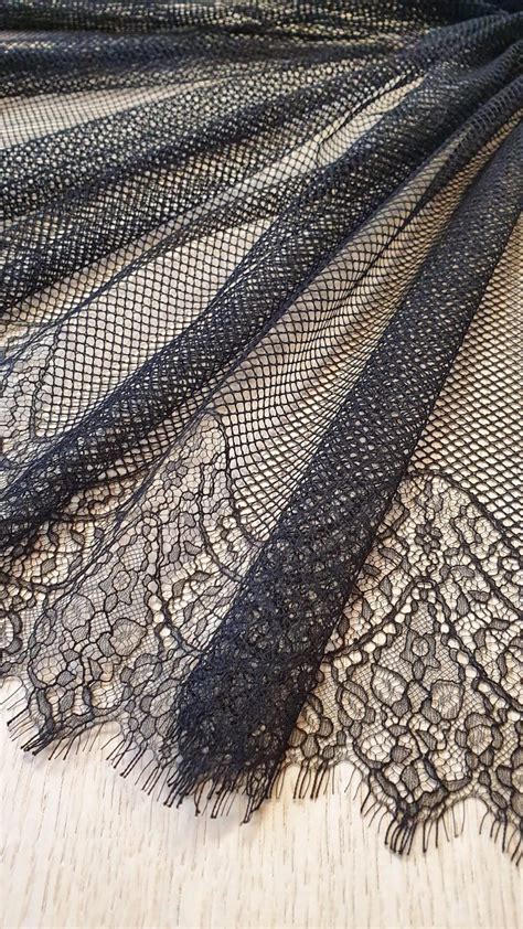 Black Lace Fabric Embroidered Lace French Lace Wedding Lace Bridal