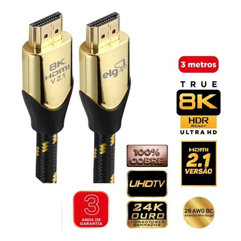 Cabo Hdmi 8k 2 1 Ultra Hd 48 Gbps Alta Resolução 19 Pinos Submarino