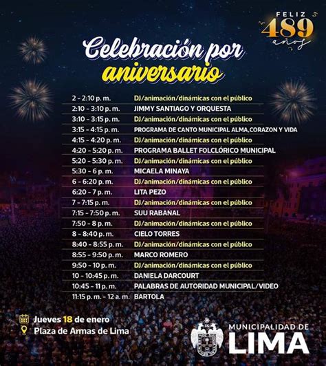 Actividades Por El Aniversario De Lima El De Enero