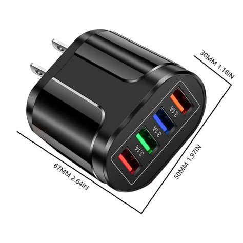 Fast Charging Android Power Cord Glowing Usb Phone Charger Portable 4 Ports 3 1a Charger Compact