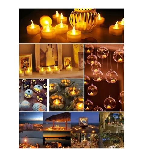 Ledli Mum Tealight I Kl Dumans Z Alevli Sar Led Mum Pilli Adet