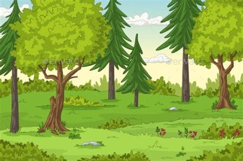 Cartoon Forest Landscape by GabiWolf | GraphicRiver