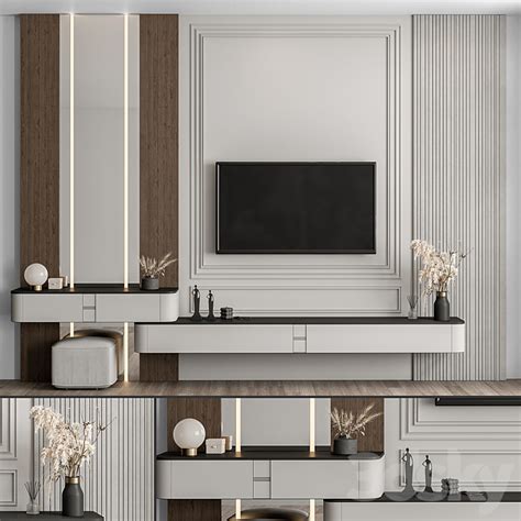 Tv Wall Wood And Plaster Set Ds Max Model Ds Max Files