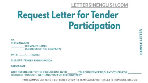 Request Letter For Tender Participation Sample Letter Regarding