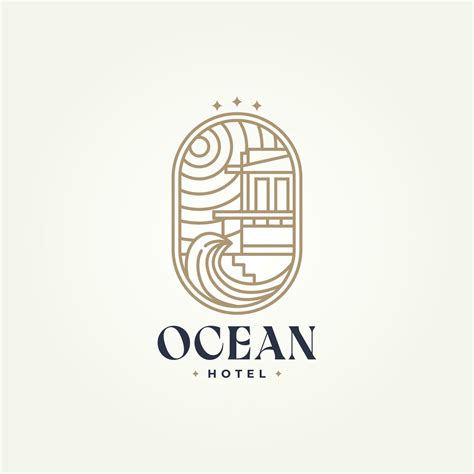 Minimalist Luxury Ocean Hotel Badge Icon Logo Template Vector