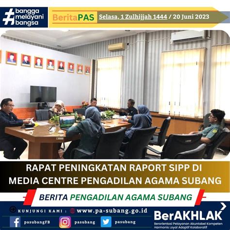 Rapat Peningkatan Raport Sipp Di Media Centre Pengadilan Agama Subang