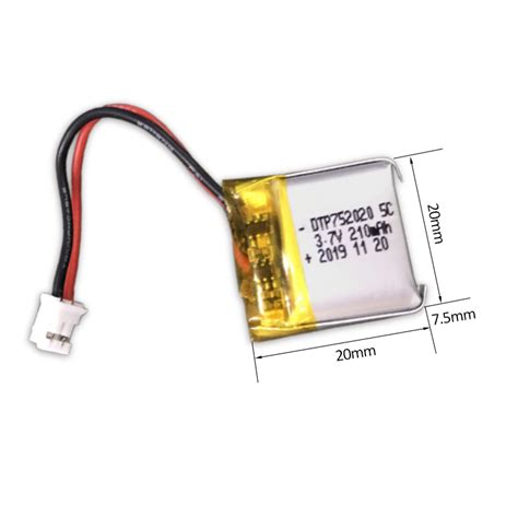 DTP 210mAh 3 7v Lipo Battery 752020 Lithium Polymer Pouch Cell Battery