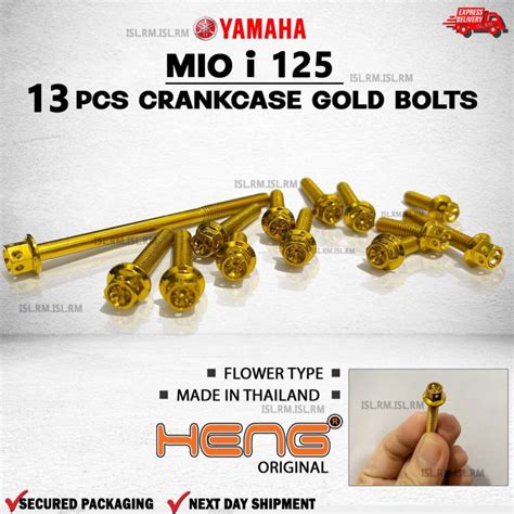 Yamaha Mio I 125 M3 Original Heng Gold Bolts For Crankcase 13pcs Set