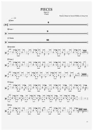 Sum 41 - Pieces - Sheet Music For Drums